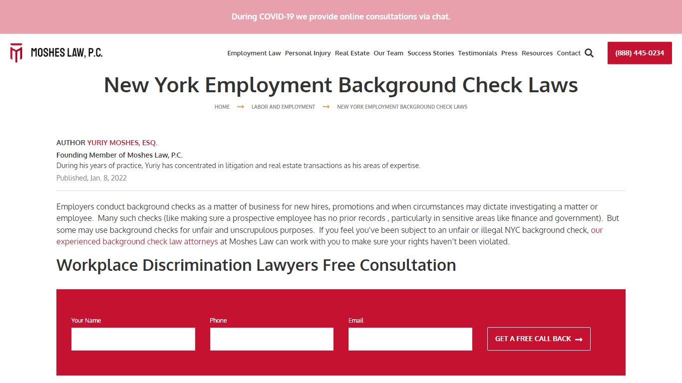 New York Employment Background Check Law